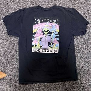 XL men’s cool black graphic tee with wizard print